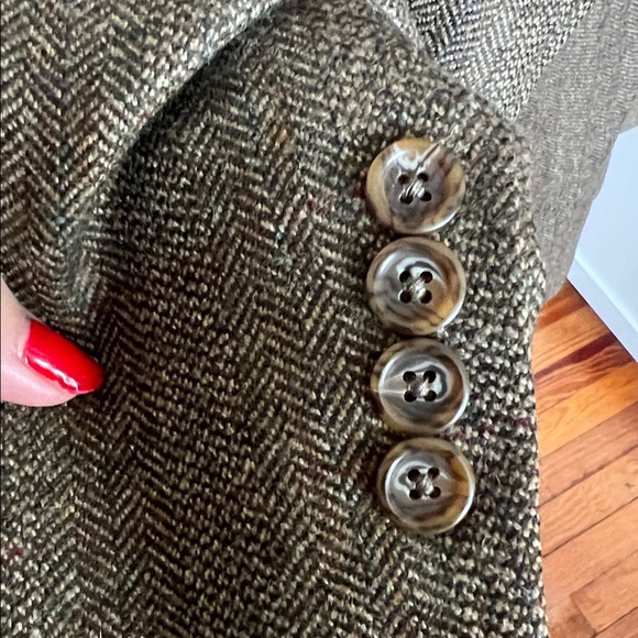 Vintage Lauren Ralph Lauren Wool Blazer | 46 Long | Brown Herringbone Tweed - Picture 8 of 9